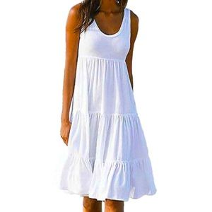New White Oversized Ruffle Beach Dress Sz S